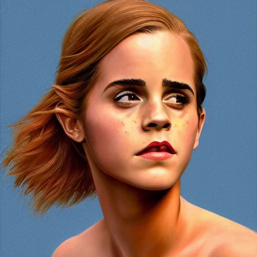 Prompt: Africa, beautiful portrait of a very funny actress Emma Watson whose face is shaped like a ginger red big monkey, face like monkey, Emma Watson actress blended monkey face, ape, powerful, dramatic lighting, intricate, wild, highly detailed, digital painting, cinematic, artstation, concept art, sharp edges and focus, illustration, art by artgerm and greg rutkowski and alphonse mucha