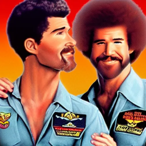 Image similar to bob ross top gun