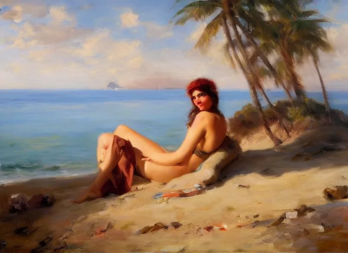 Image similar to gigachad relaxing on the beach by vladimir volegov and alexander averin and delphin enjolras and daniel f. gerhartz