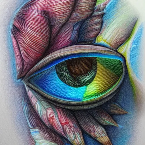 Image similar to Colored pencil art on paper, highly detailed, artstation, PrismaColor