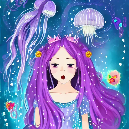 Image similar to Jellyfish Princess in the style of WLOP