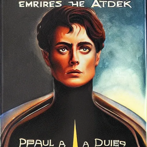 Image similar to paul atreides emperor of the known universe, perfect dramatic and dark portrait, dune