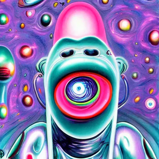 Image similar to a strange humanoid alien somewhere in the cosmos by kenny scharf