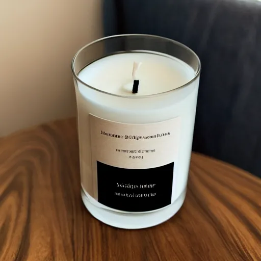 Prompt: nuhr home oud candle in the style of high quality marketing material from Apple or Google