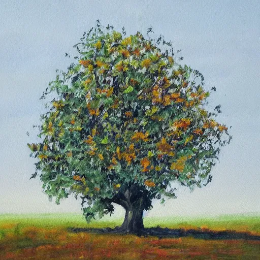 Image similar to a painting of a tree in the stlyle of