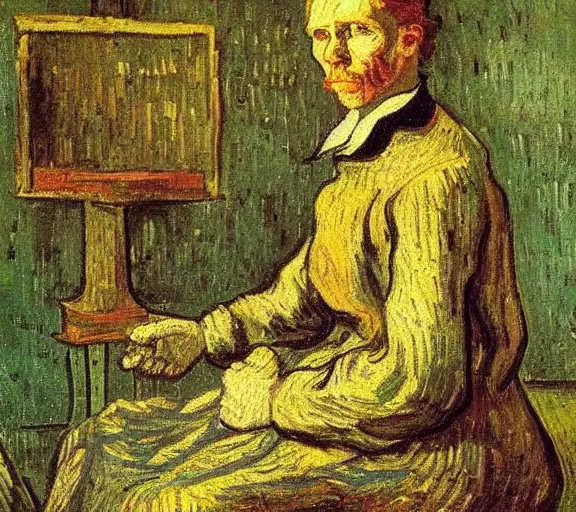 Image similar to portrait of tom odell as a servant maid by vincent van gogh