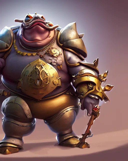 Prompt: a fat whimsical anthropomorphic toad wearing regal ornate armor, battle stand, smooth, intricate, elegant, power aura, digital painting, artstation, concept art, high tech fantasy, sharp focus, illustration, art by james jean and justin gerard, overwatch character