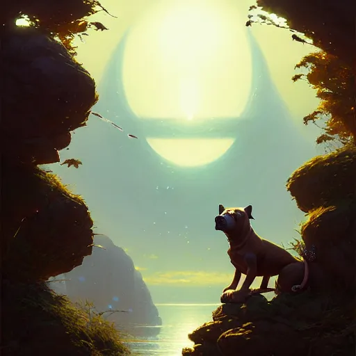 Image similar to highly detailed portrait of saquon barkley as a pitbull, unreal engine, fantasy art by greg rutkowski, loish, rhads, ferdinand knab, makoto shinkai and lois van baarle, ilya kuvshinov, rossdraws, tom bagshaw, global illumination, radiant light, detailed and intricate environment h 6 0 4