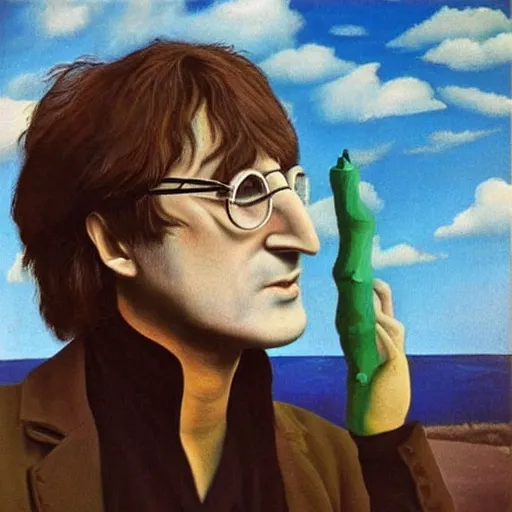 Image similar to john lennon in a surrealist painting