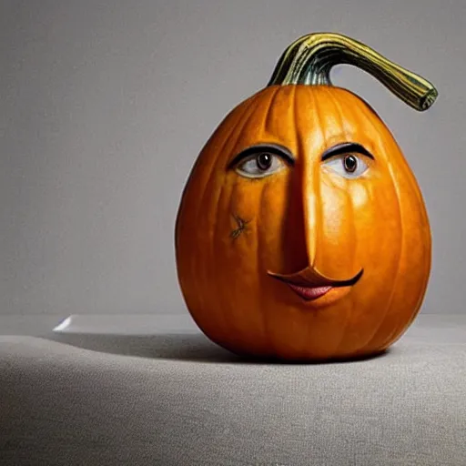 Image similar to a gourd shaped to look like the face of amber heard