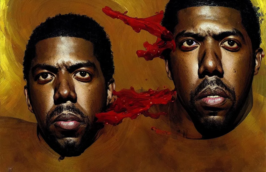 Prompt: portrait of flying lotus!!!!!!!!!!!!!!!!!!!!!!!!!!!, detailed face, detailed painting,, epic lighting, by ilya repin, phil hale and kent williams