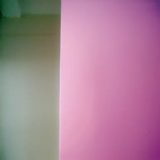 Image similar to a pink ghostly shadow on a plain white wall, polaroid photo,