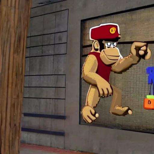 Image similar to cctv still of donkey Kong spotted in real life