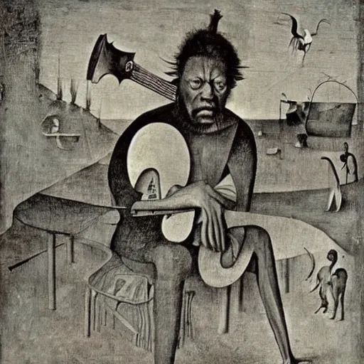 Image similar to charles mingus by hieronymus bosch