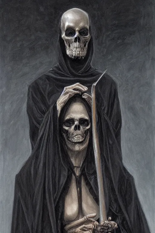 Image similar to portrait of the grim reaper collector of souls, by giancola, very detailed art, elegant, sophisticated, high resolution, smooth