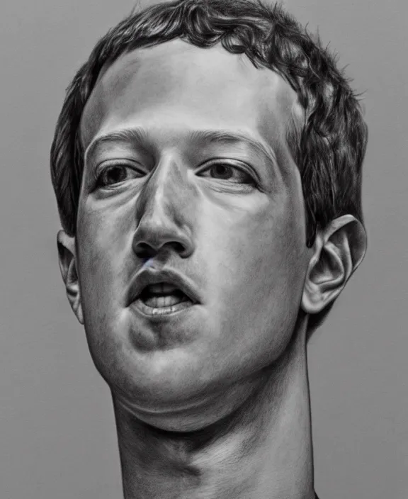 Image similar to a detailed pencil drawing of mark zuckerberg holding a presidential rally