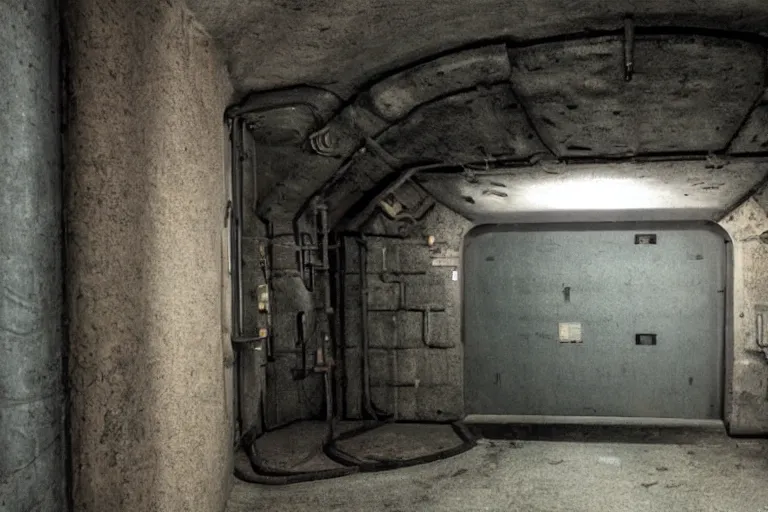 Image similar to underground lab entrance, sci-fi, ancy, futuristic, technology, realistic, 80k, 8mm, Grainy, Panavision