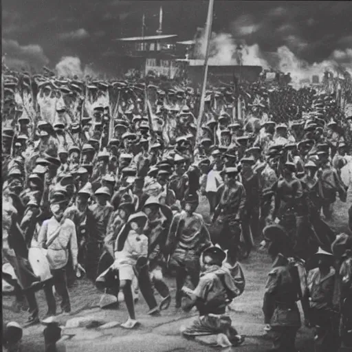 Image similar to japanese invasion of manila, historical photo, realistic
