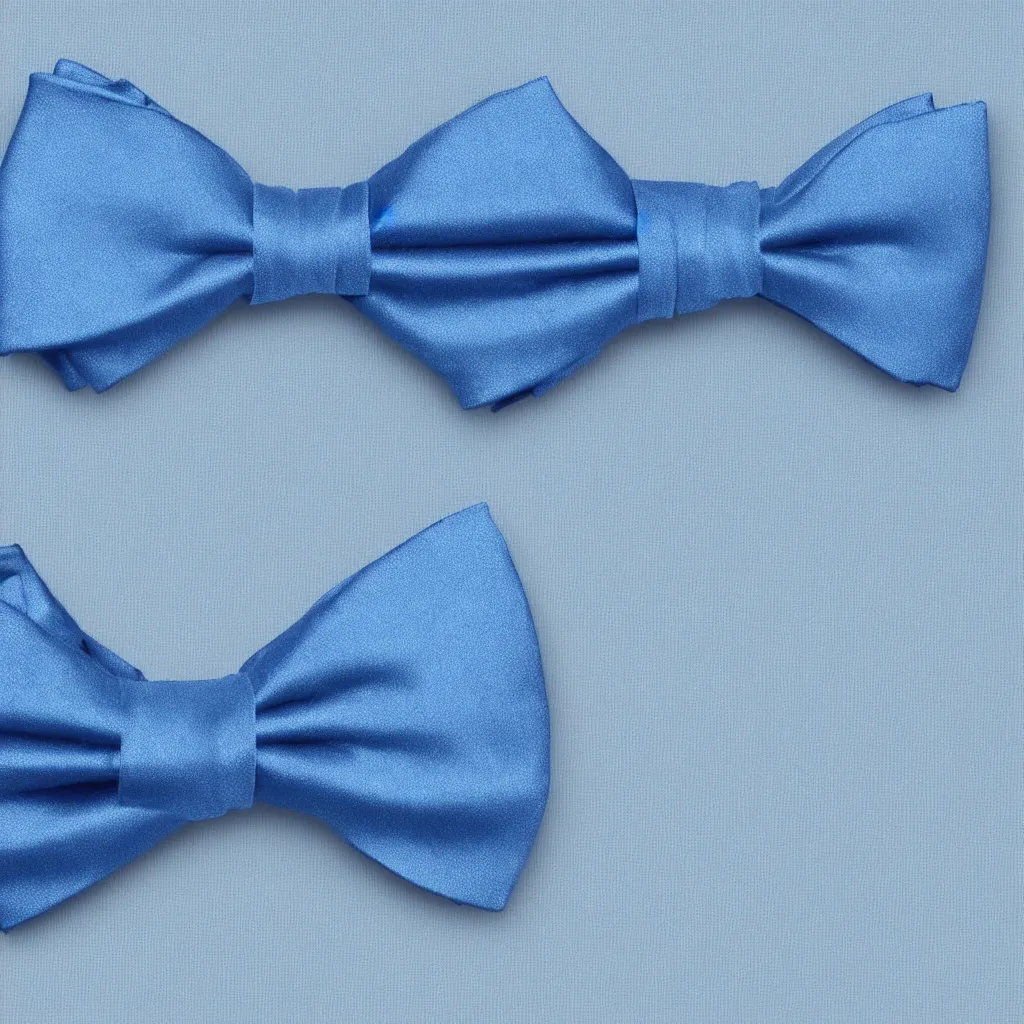 Image similar to close - up view of a bowtie on light blue background, 8 k, high detail, photorealistic, proper shading