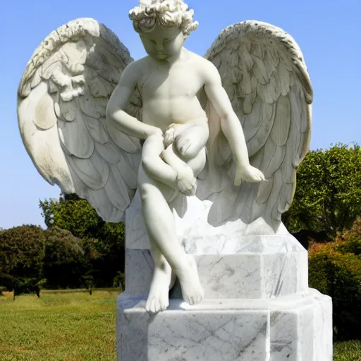 Image similar to marble angel statue with puffed cheeks breathing fire