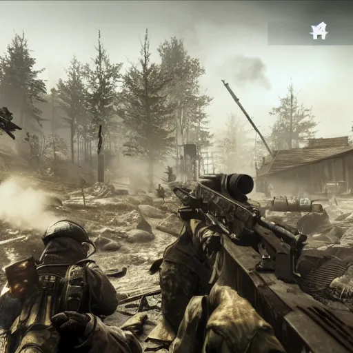 Prompt: a screenshot from a call of duty game set in world war 1