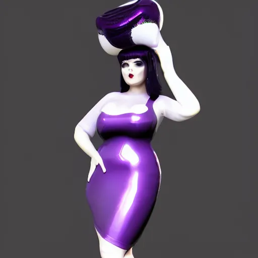 Prompt: a curvy feminine pale goth cutie wearing an elegant elaborate tight latex-nylon-leather sequined tube gown with purple-grey highlights, thin-waist, cgsociety, photorealistic, sublime-comforting ambience, 16k, smooth, sharp focus, trending on ArtStation, volumetric lighting, fully clothed, worksafe
