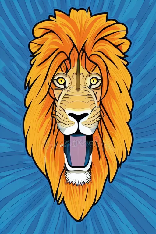 Image similar to Portrait of a lion in anime style, anime, sticker, colorful, illustration, highly detailed, simple, smooth and clean vector curves, no jagged lines, vector art, smooth