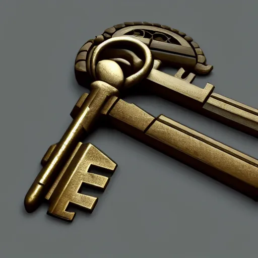 Image similar to a stylised key for the doors, key is on the center of image, point and click game inventory item, very detailed, dynamic lights, on the solid color background, high poly vray render, stylised textures, trending on artstation