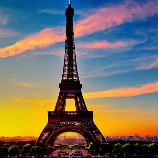 Image similar to Eiffel tower at sunset with covered Chinese flags, china number 1