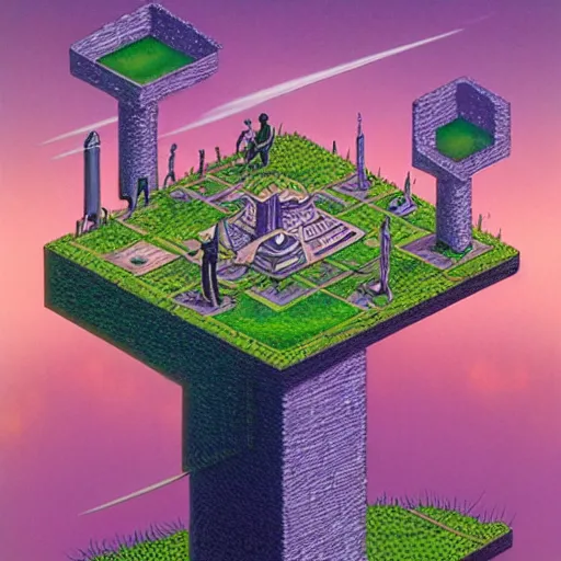 Image similar to isometric world by michael whelan.