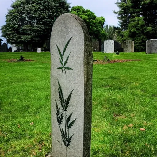 Image similar to a gravestone that looks like a cannabis leaf