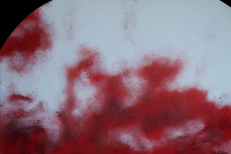 Prompt: ancient martian landscape, minimalistic red and ink airbrush painting on white background