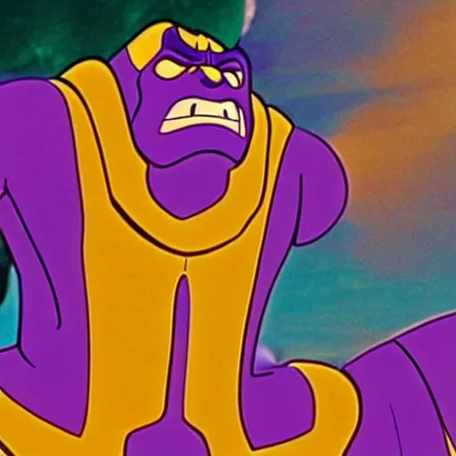 Prompt: film still of thanos in scooby - doo ( 1 9 6 9 )