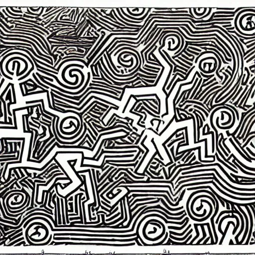 Prompt: final fantasy vii concept art by keith haring