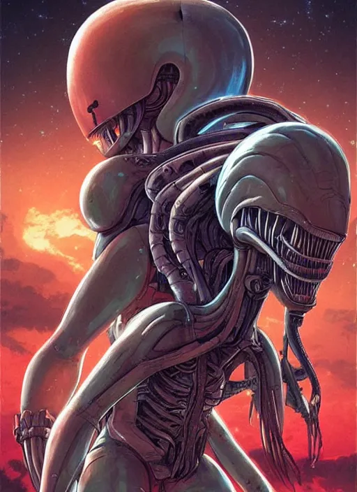 Prompt: poster for alien vs predator by loish, makoto shinkai, studio ghibli