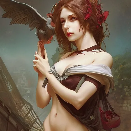 Prompt: a beautiful and detailed matte painting of a seductive succubus dressed as a hospital nurse, fantasy, cosplay, dark eyeliner, intricate, elegant, highly detailed, digital painting, artstation, concept art, matte, sharp focus, illustration, art by greg rutkowski and alphonse mucha