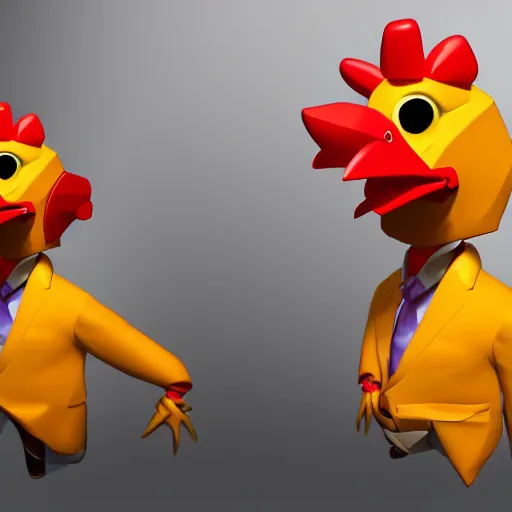 Image similar to a high quality photo of a chicken wearing a suit, 8k, artstation