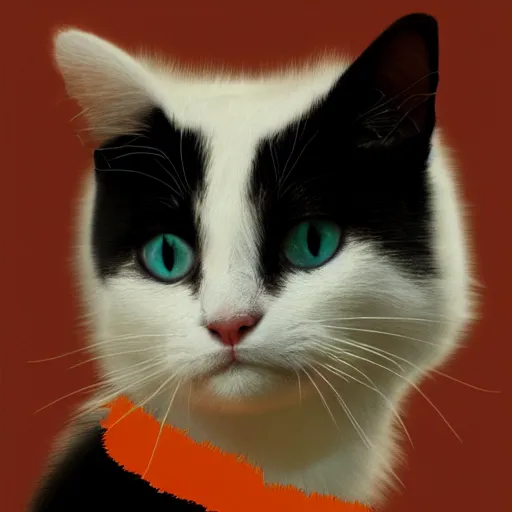 Image similar to an [ [ [ [ orange ] ] ] ] white black kitty front view