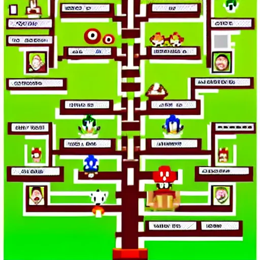 Prompt: super mario family tree