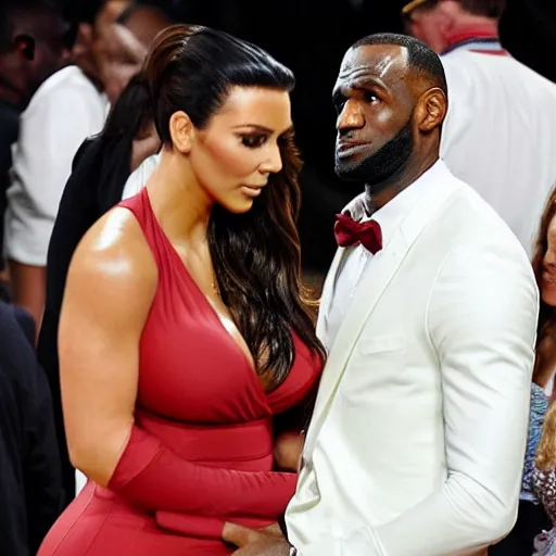 Prompt: lebron james plus kim kardashian