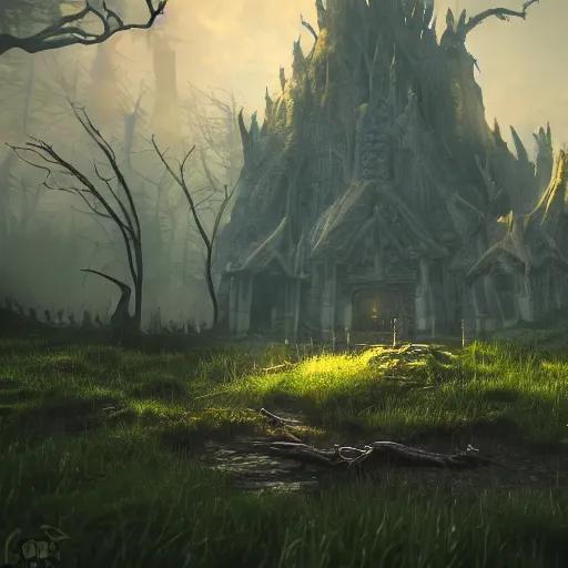Prompt: elf necromancer druid landscape background, very detailed, 3 d render, full size, artstation, unreal engine