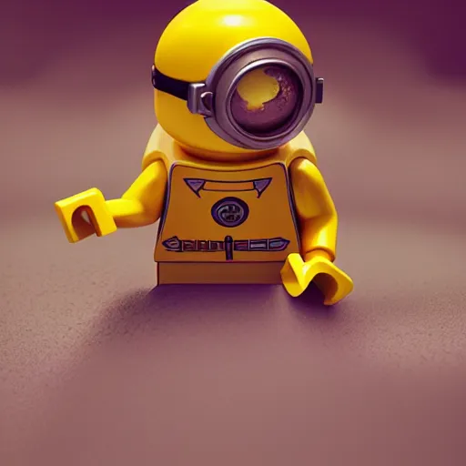 Prompt: lego minion astronaut on the moon by goro fujita by filip hodas and beeple, realism, sharp details, cinematic, highly detailed, digital, 3 d, yellow colors