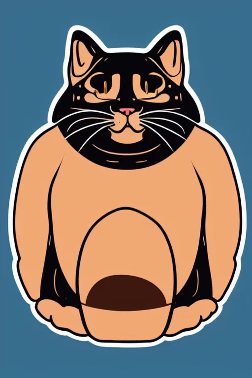 Image similar to Portrait of a cat that is a sumo wrestler, sticker, colorful, illustration, highly detailed, simple, smooth and clean vector curves, no jagged lines, vector art, smooth