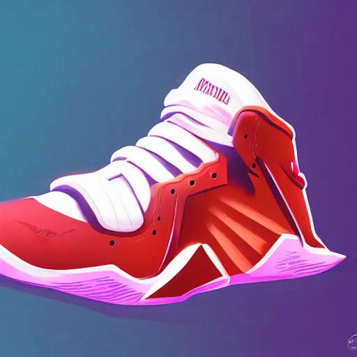 Prompt: basketball sneaker concept art, retrowave, sharp focus, illustration, concept art by tooth wu