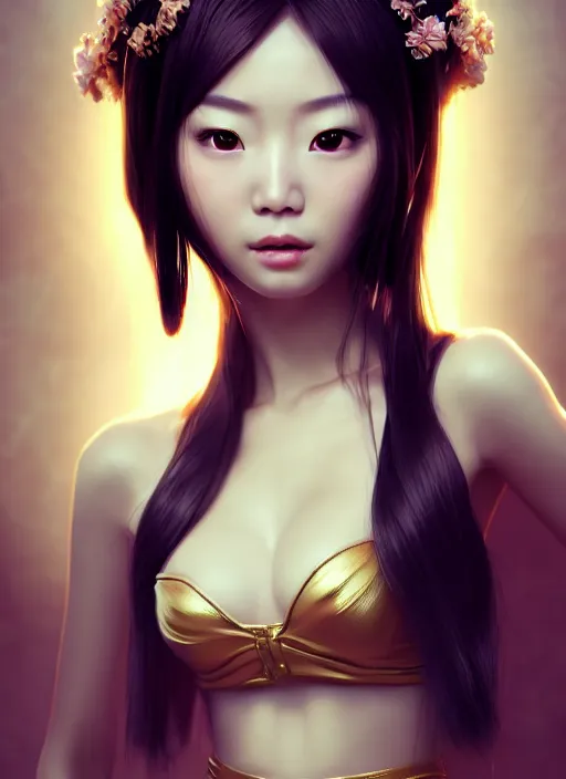 Prompt: beautiful fashion chinese girl in movie scene, strapless dress, character portrait in the style of thomas river and artgerm, wlop, cinematic lighting, hyperdetailed, 8 k realistic, symmetrical, global illumination, radiant light, halo, love and mercy, frostbite 3 engine, cryengine, dof, trending on artstation, digital art, chanel