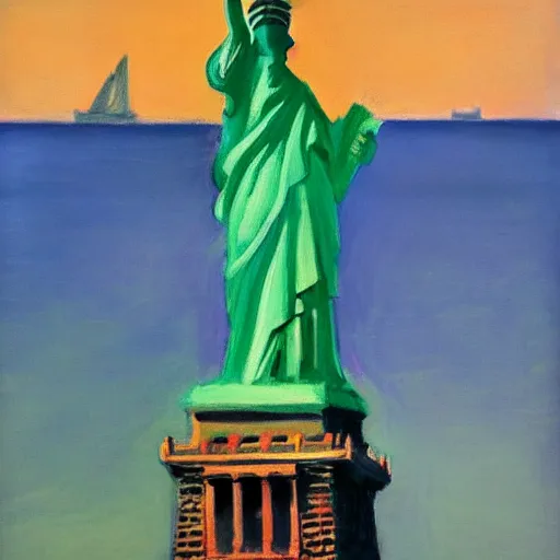 Prompt: the Statue of Liberty painted by Edward Hopper, 4k,