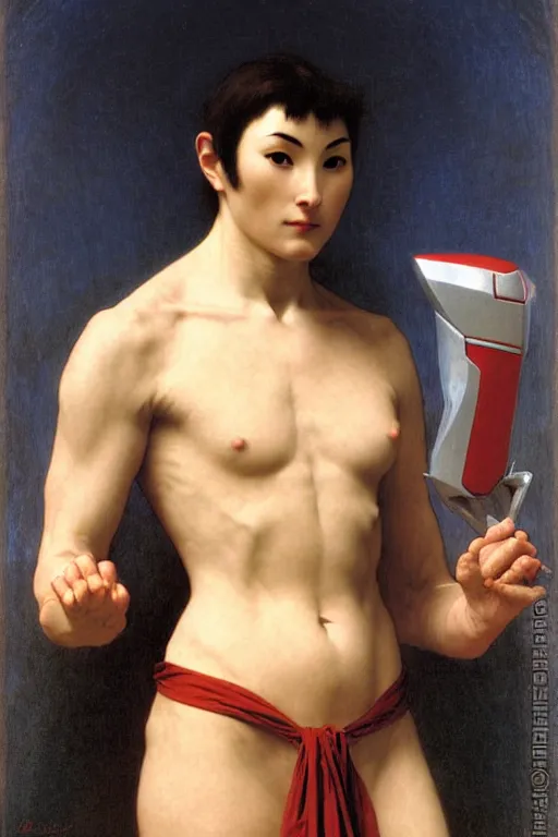 Image similar to portrait of a ultraman, majestic, solemn, by bouguereau