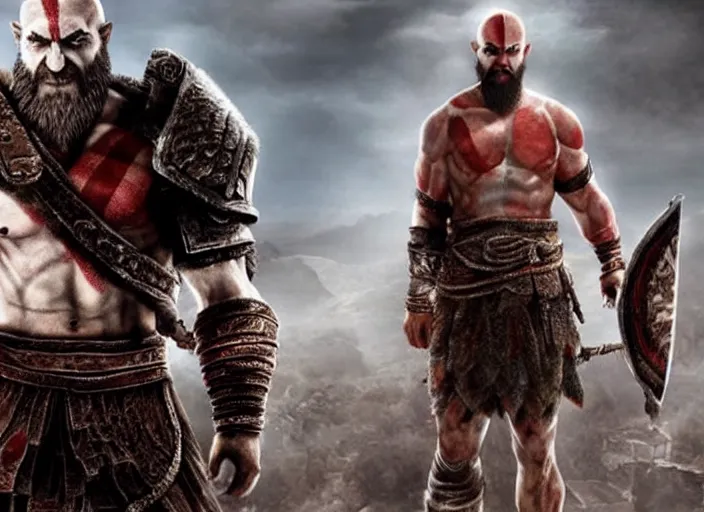 Image similar to movie frame of benjamin netanyahu playing kratos in god of war ( 2 0 2 0 ), hd, bluray, highlydetailed, cinematic