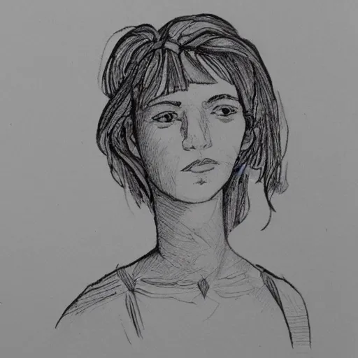 Prompt: female portrait, field journal line art