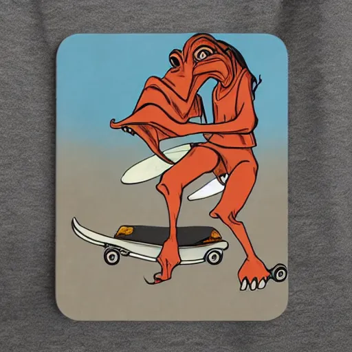 Image similar to jar jar binks on a skateboard